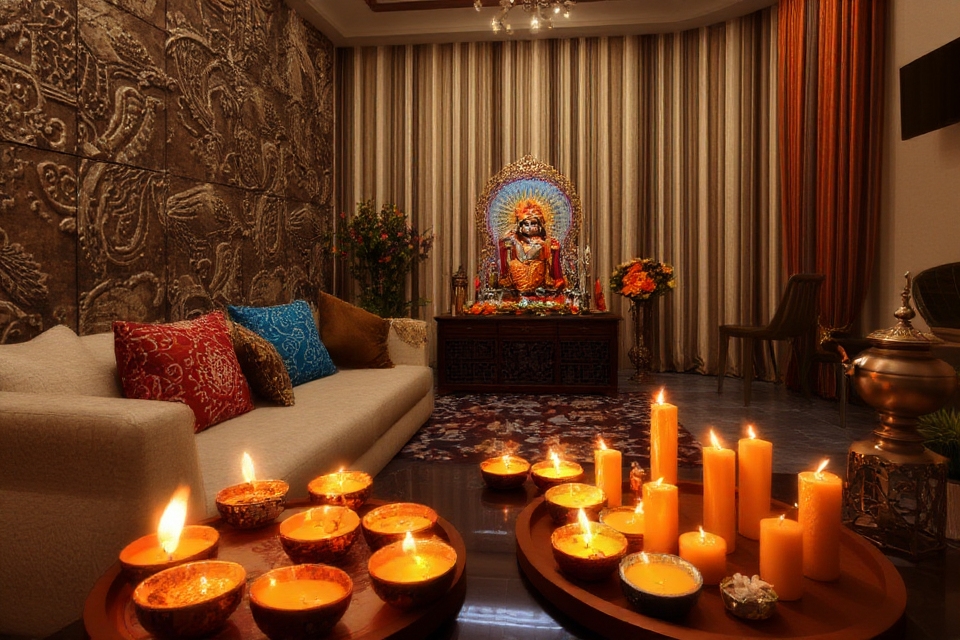 diyas and candles decoration