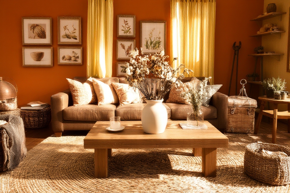 earthy colors enhance rustic decor