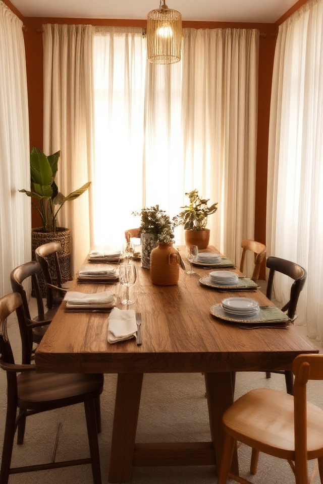 earthy hues enhance dining