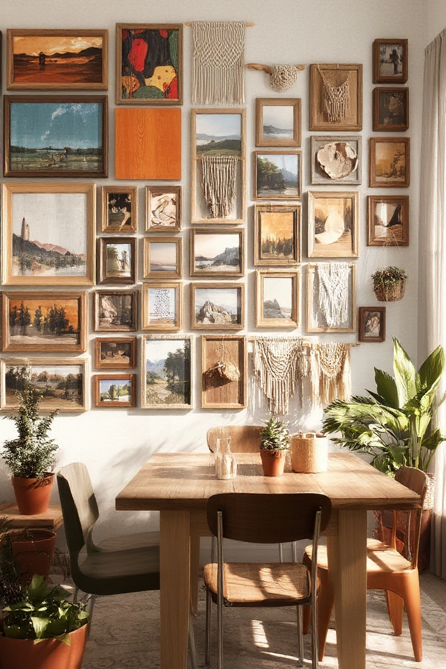 eclectic gallery wall design