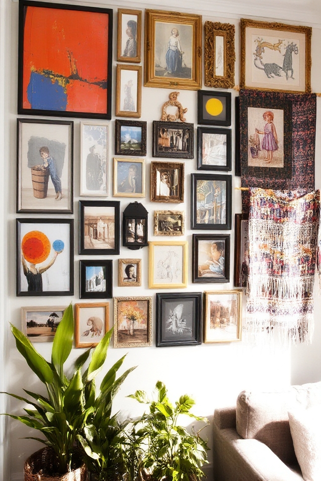 eclectic gallery wall design