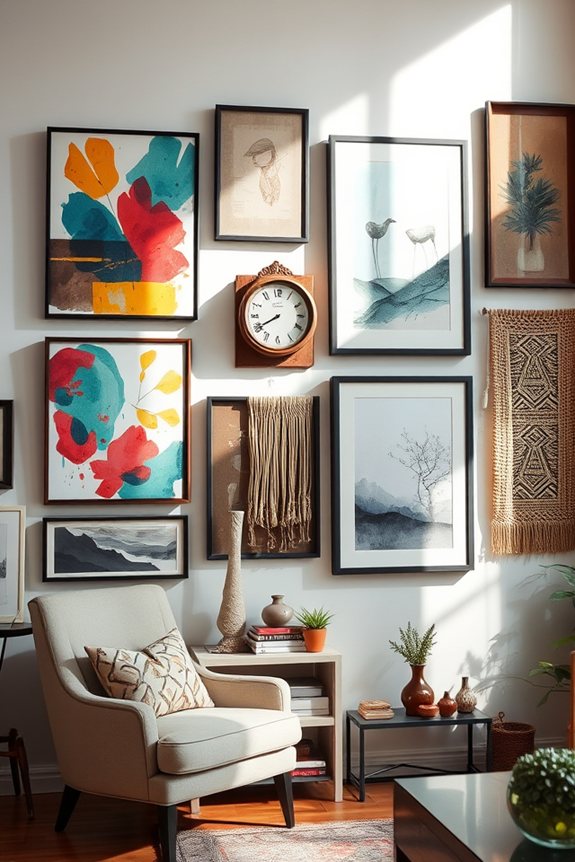 eclectic gallery wall display