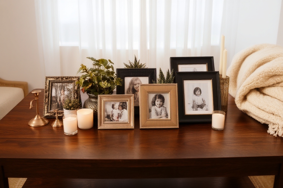 eclectic personal photo display