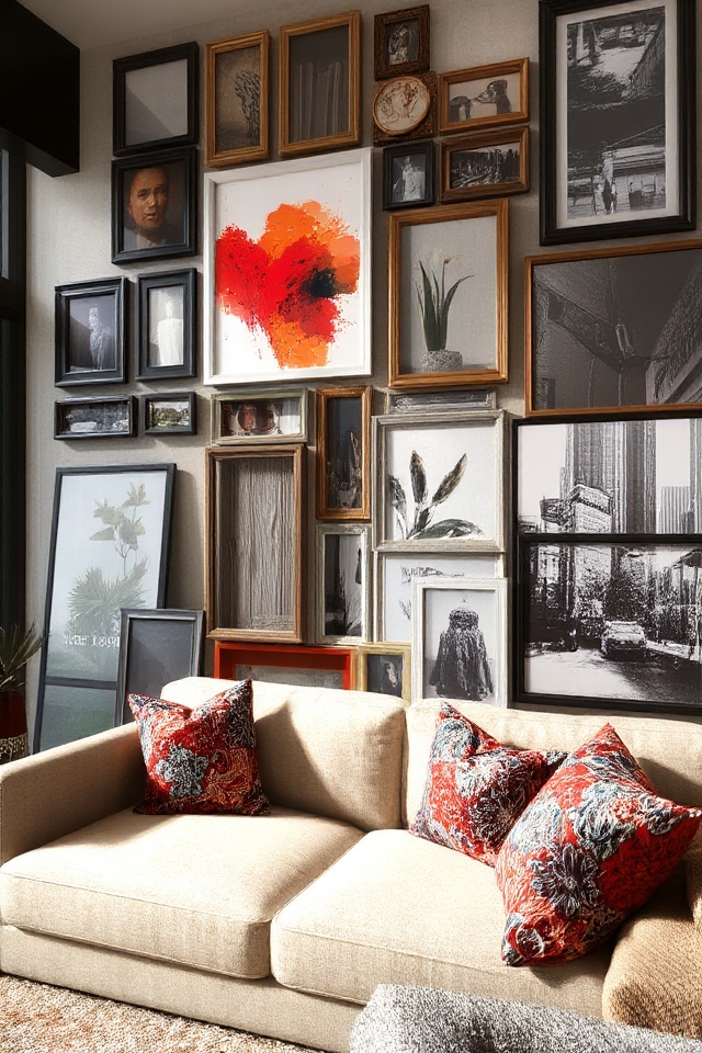 eclectic vibrant gallery wall