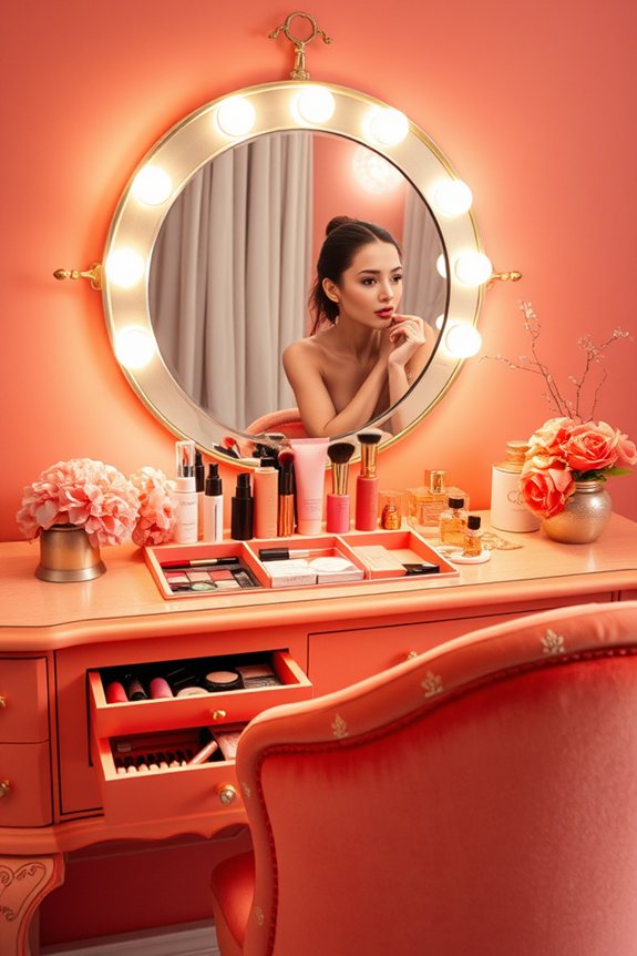 elegant coral vanity station