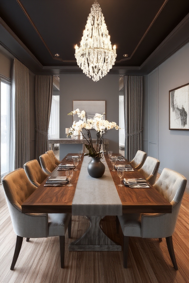 elegant monochromatic dining design