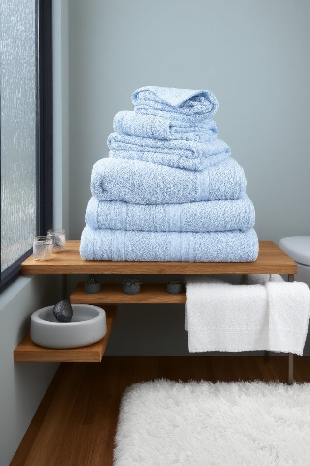 elegant powder blue towels