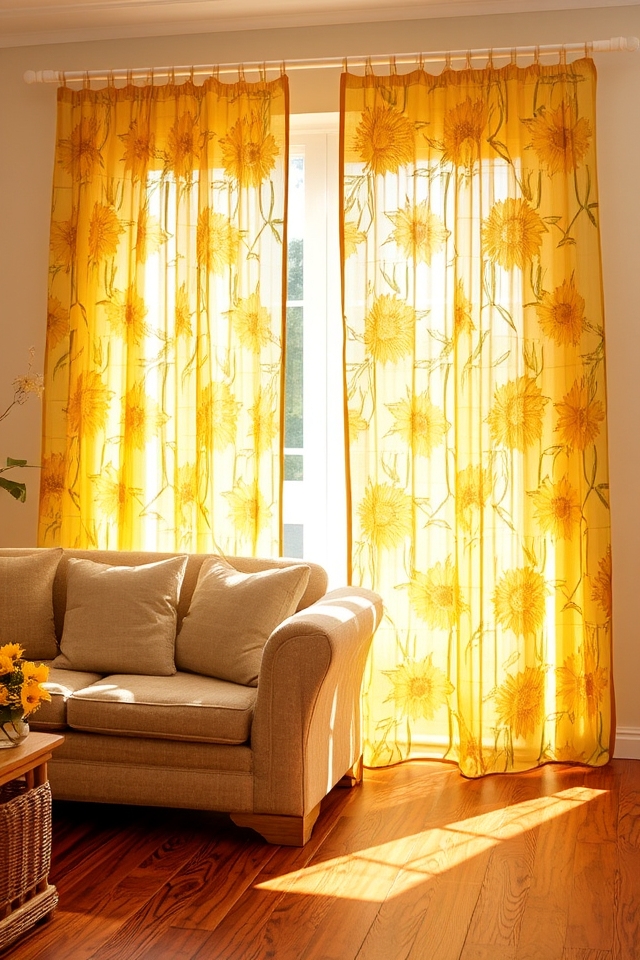 elegant sunflower patterned curtains