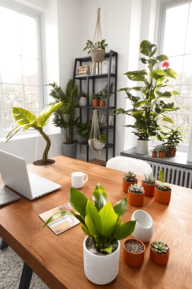 enhance workspace with plants