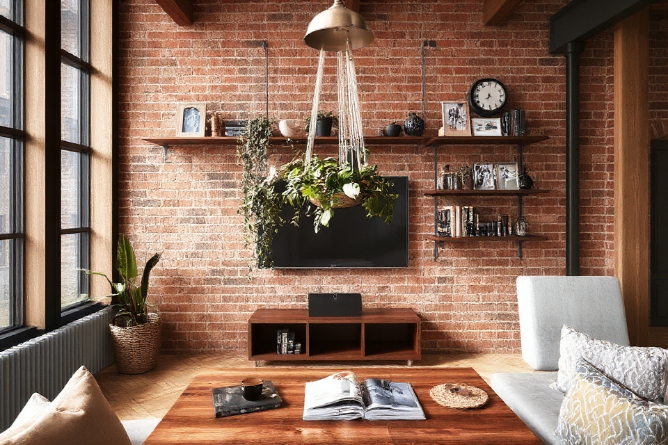 exposed brick and metal