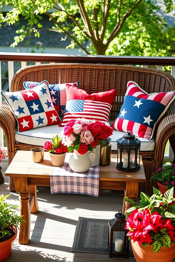festive patriotic porch pillows