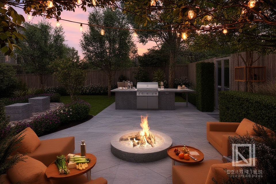 fire pit outdoor kitchen