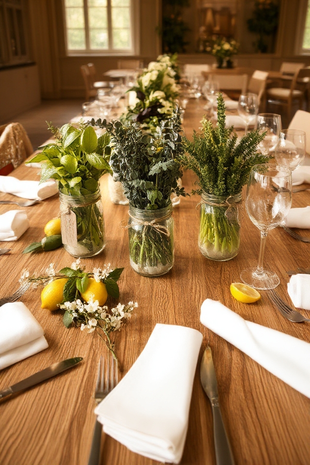 fresh herbal centerpieces decor