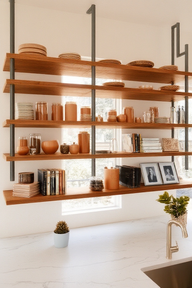 functional stylish open shelving