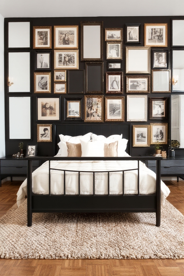 gallery wall around bed