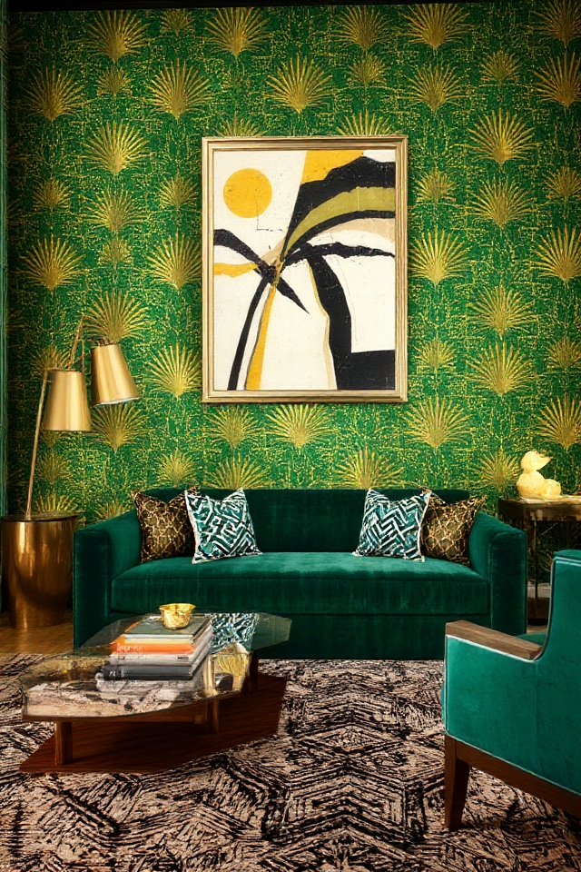 glamorous geometric wallpaper design