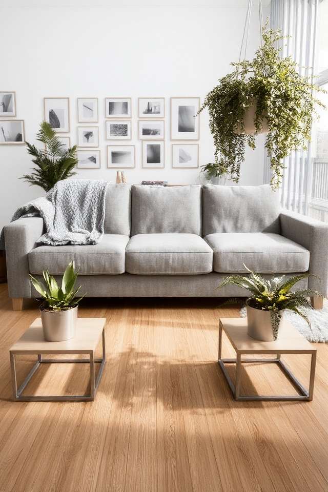 greenery enhances grey decor