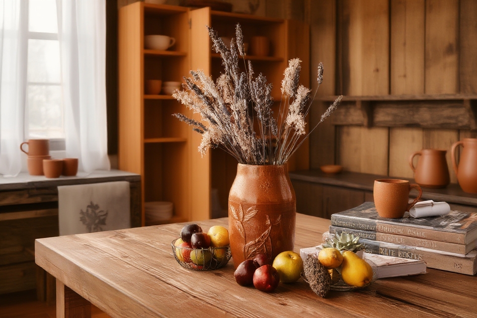 handcrafted pottery adds charm