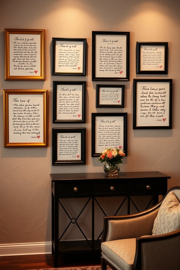 handwritten love letter display