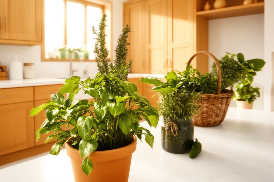 happy kitchen herb plants