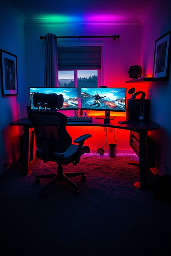 high tech gaming desk setup