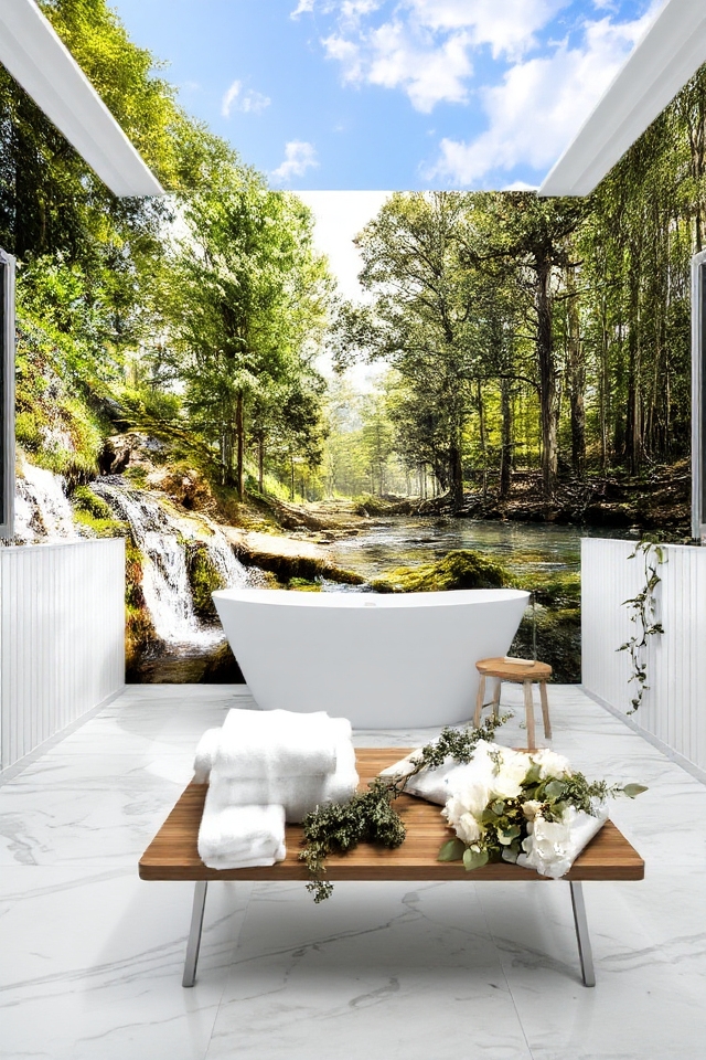 illusionary mural designs enhance bathrooms