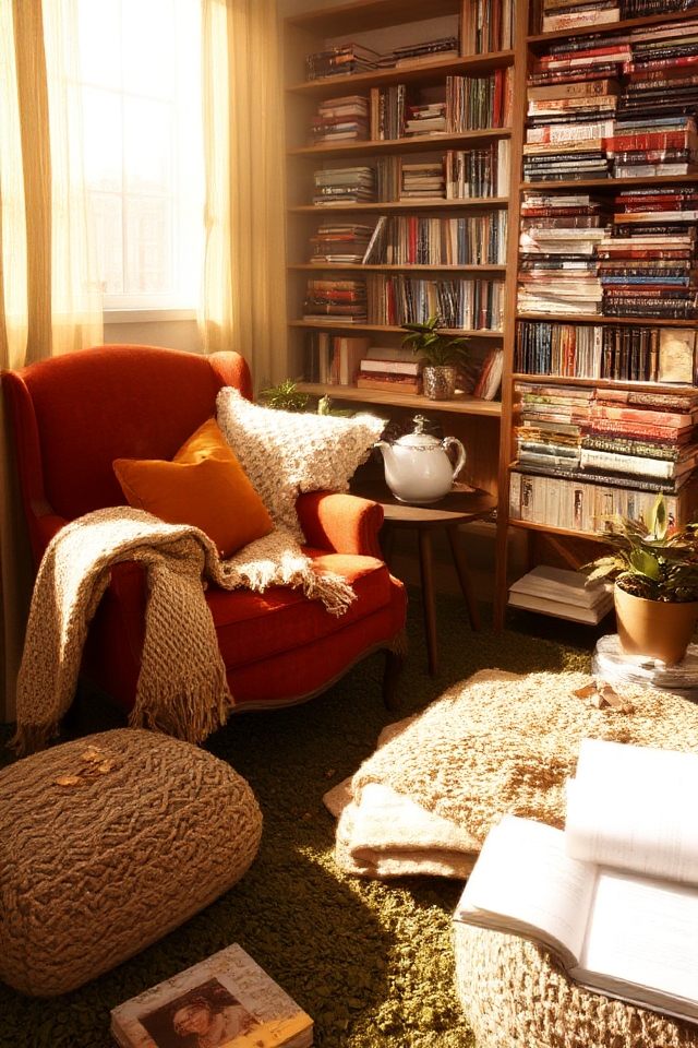 inviting cozy reading space
