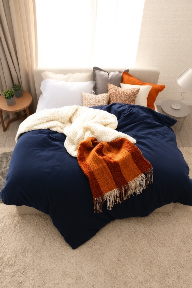 layered bedding and throws
