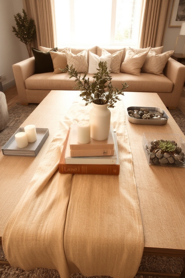 layered coffee table styling