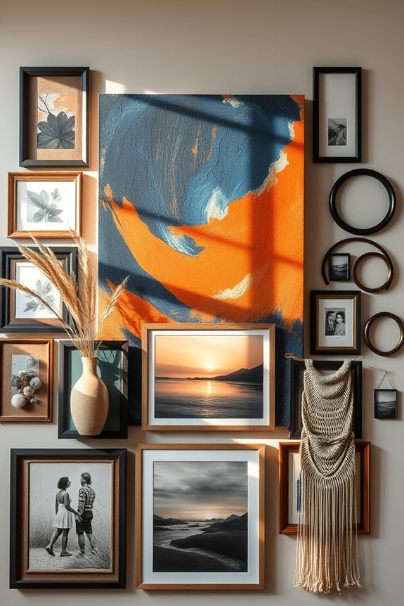 layered gallery wall display