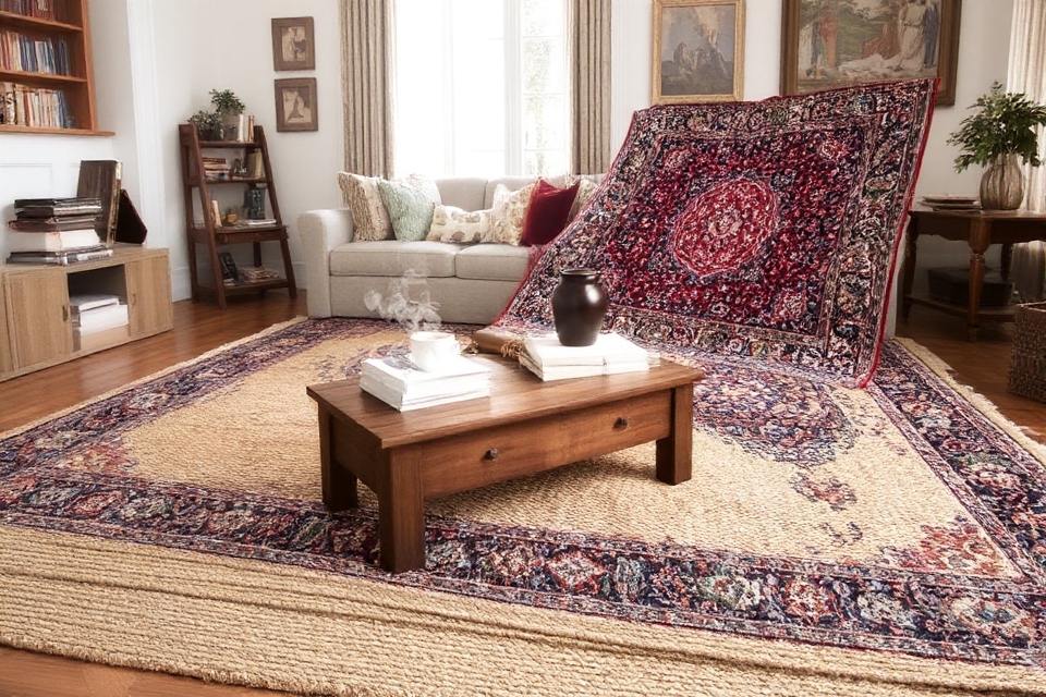 layered rugs add depth