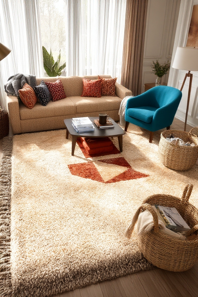 layered rugs enhance comfort