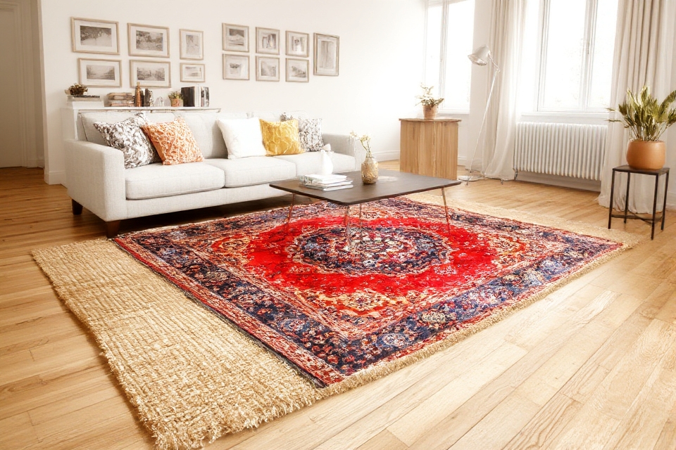 layered rugs for warmth