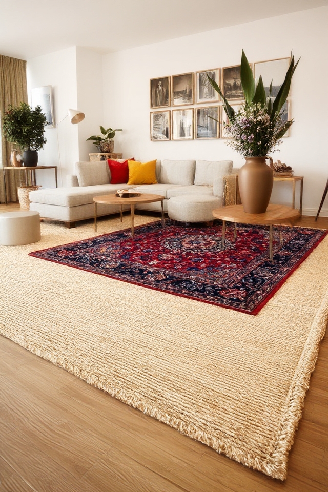 layered rugs for warmth