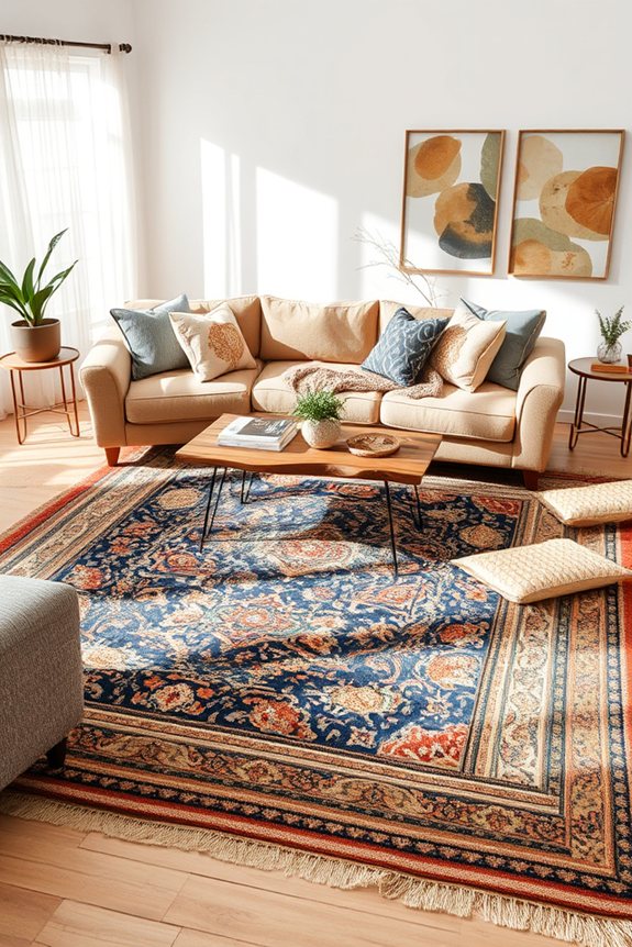 layered rugs for warmth