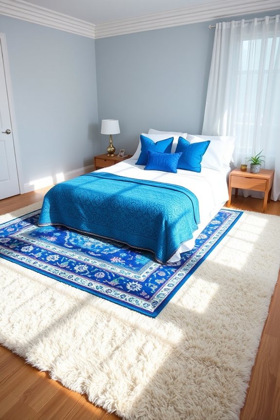 layering blue rugs effectively