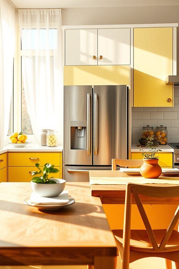 lemon yellow accented cabinets
