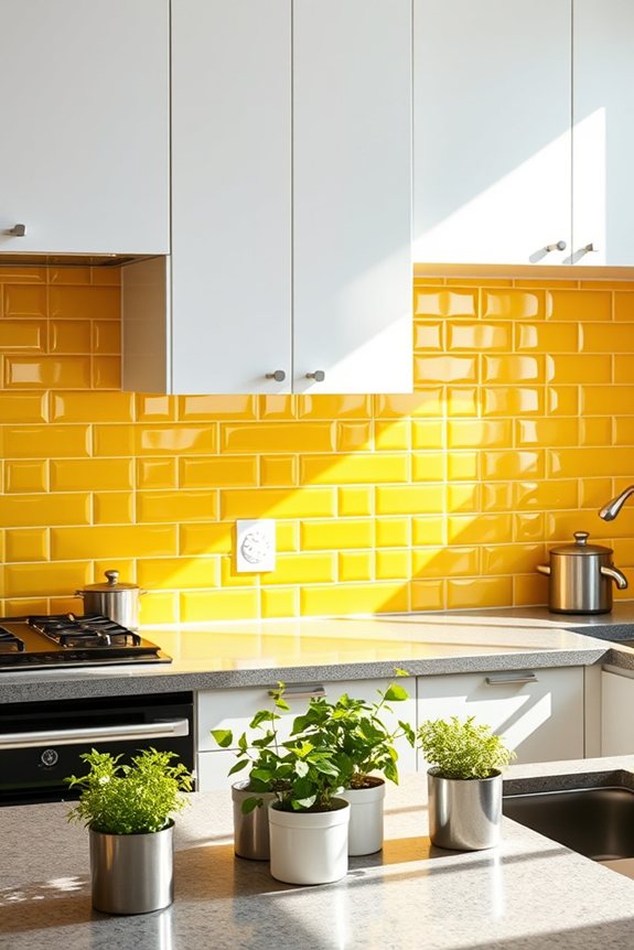 lemon yellow bold backsplash design