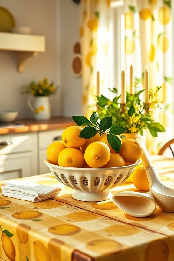 lively lemon themed kitchen decor
