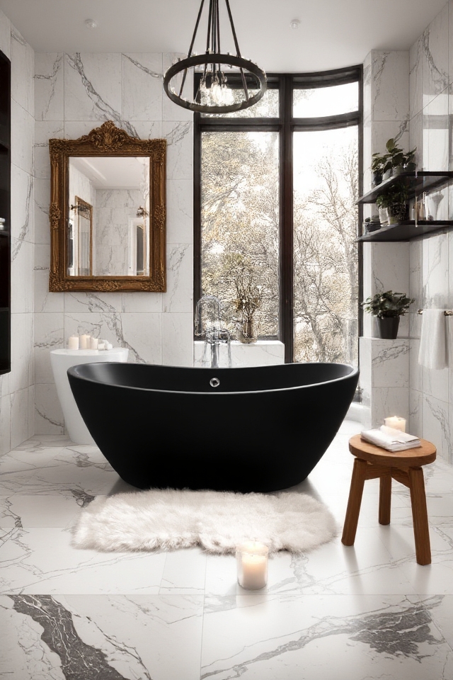 luxurious black bathtub statement