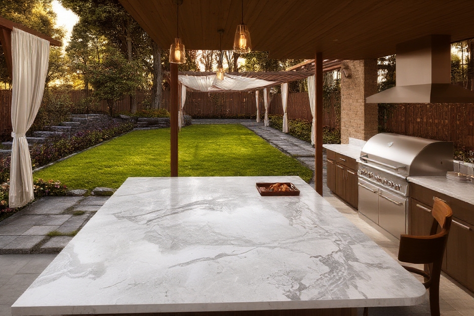 luxury outdoor kitchen island