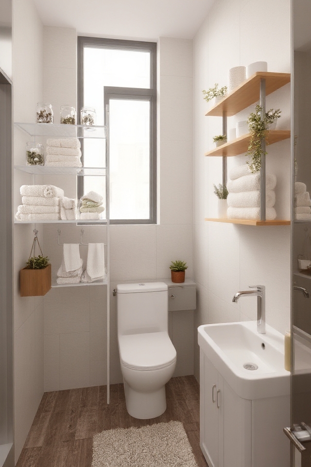 maximize bathroom vertical storage