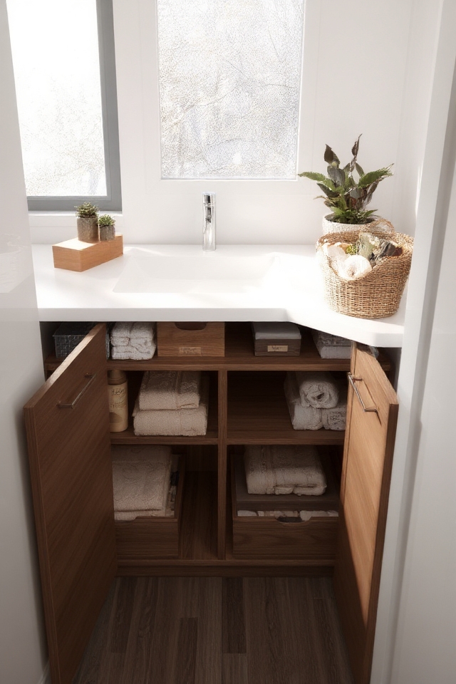 maximize narrow bathroom storage