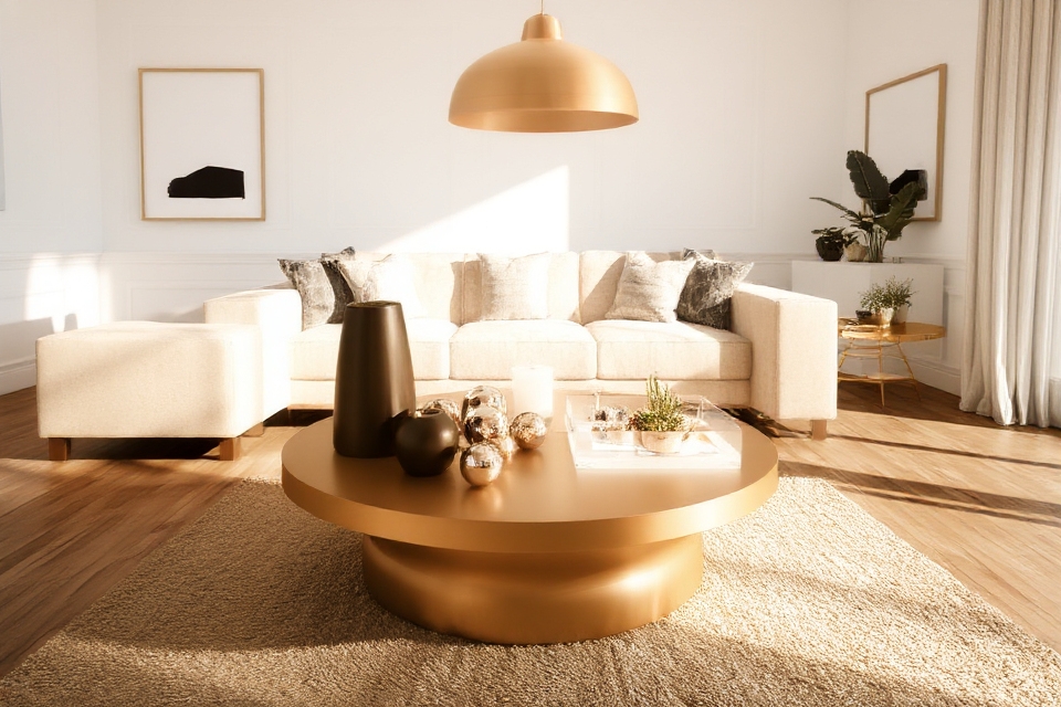 metallic accents complement wood
