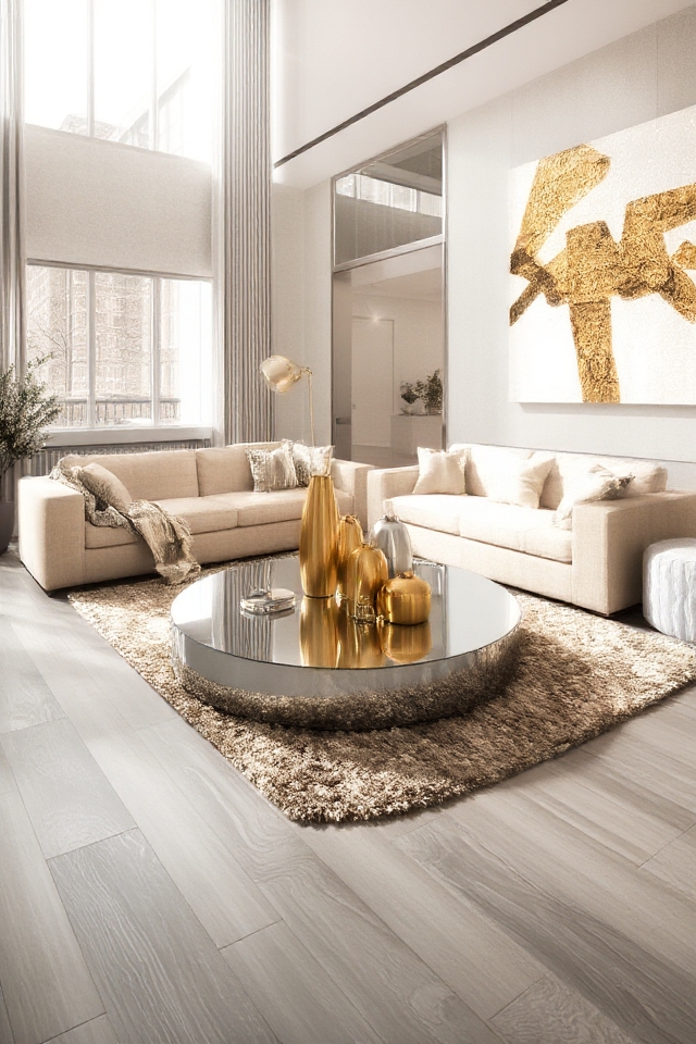 metallic accents enhance grey