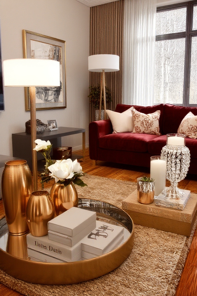 metallic decor adds glamour