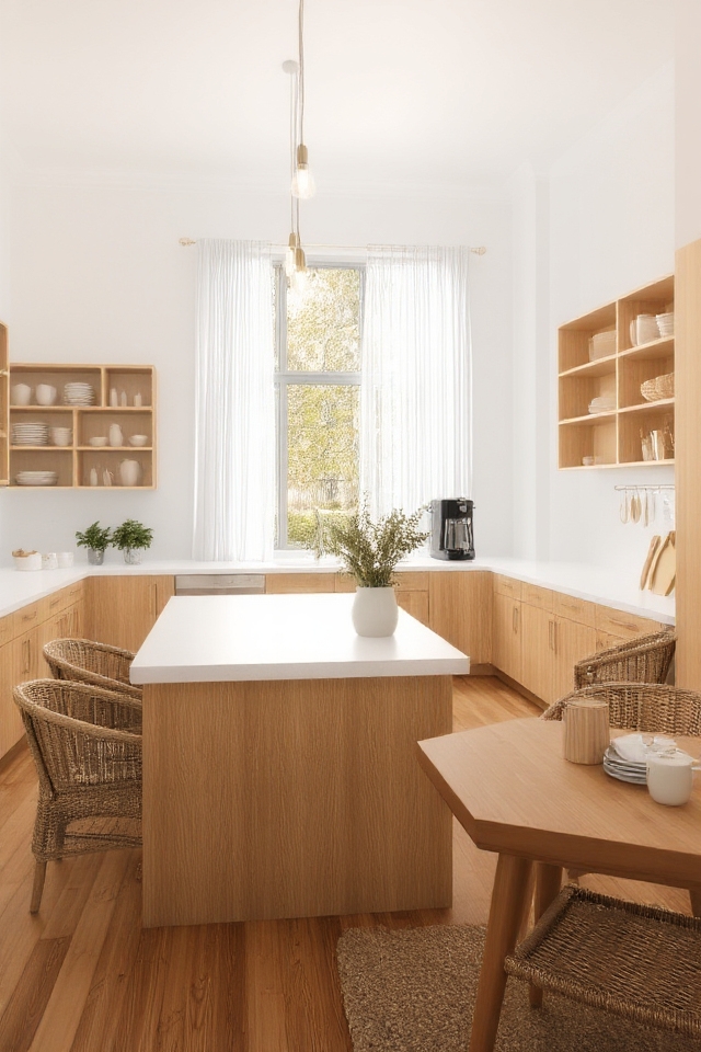 minimalist functional warm kitchen