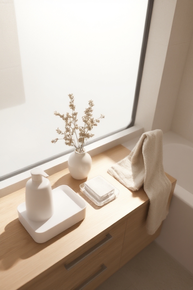 minimalistic neutral bathroom accessories