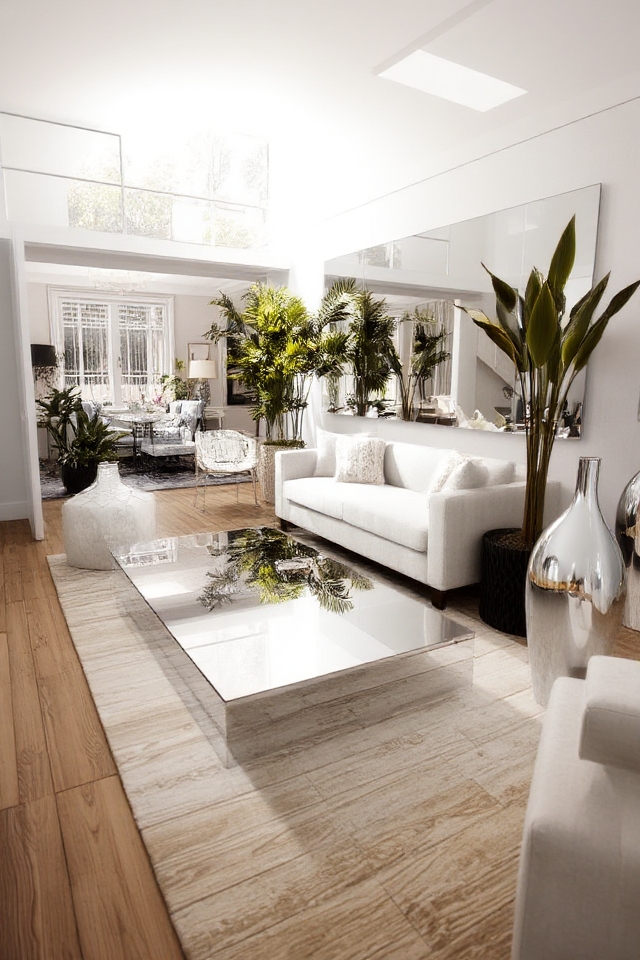 mirrored accents enhance space