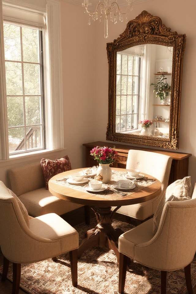 mirrors enhance dining space
